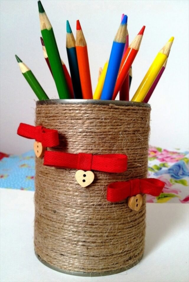 tin holder pen decorated diy creative pencil cans empty decoration recycle recyclable decoupage