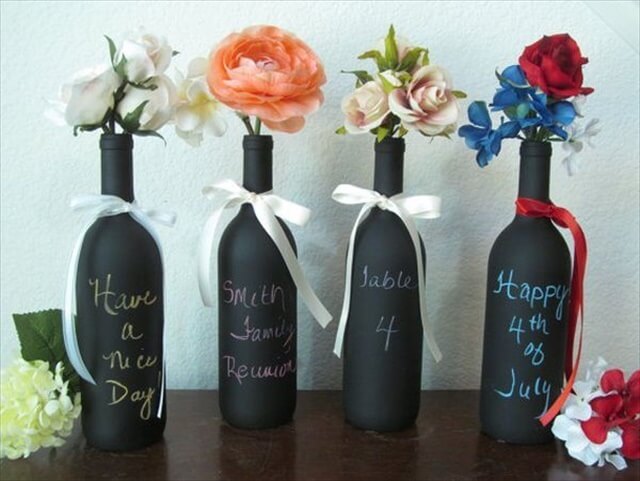 chalkboard wine bottle vases are not only great for writing table numbers on if you - Diy Centerpieces chalkboard wine bottle vases are not only great for writing table numbers on if you - Diy Centerpieces