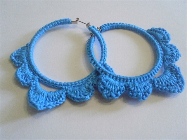 20 Crochet Earrings Ideas Diy To Make Crochet Hoop Earring Earrings Blue Crocht Circle
