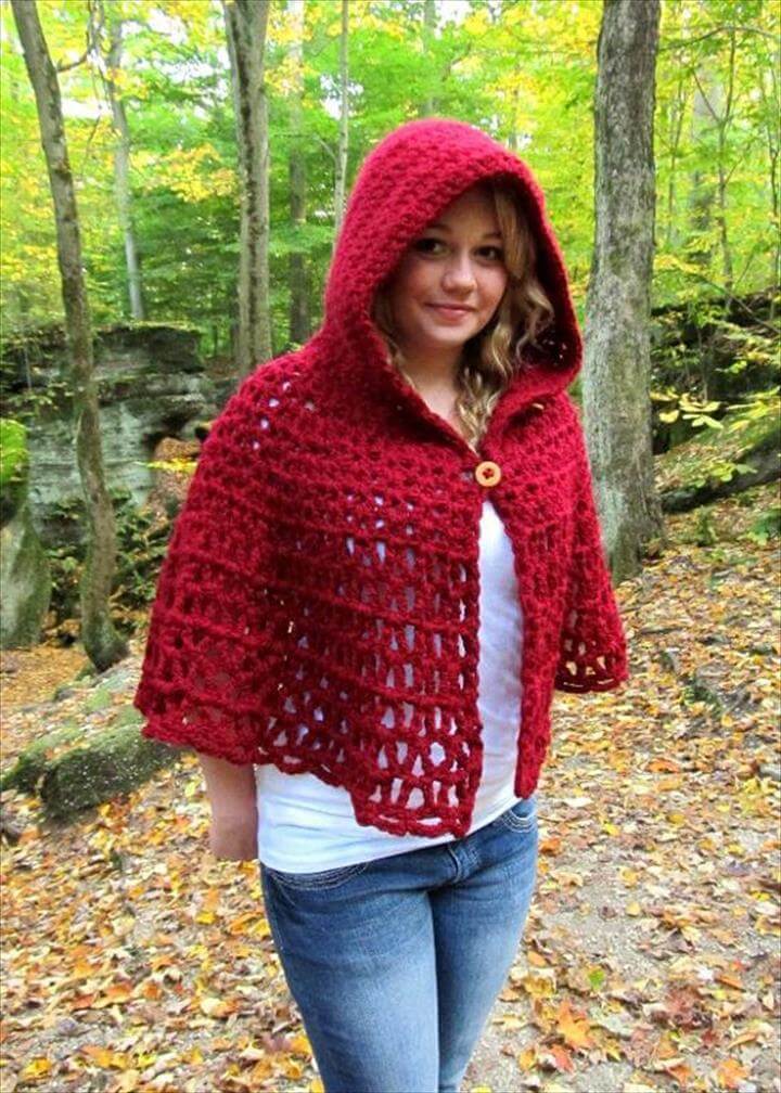 16 DIY Ideas About Crochet Hooded Cap & Shawl DIY to Make