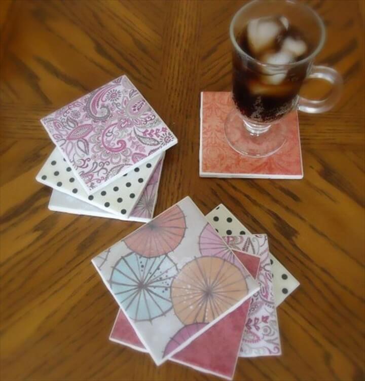 tile ceramic coasters tiles diy leftover creative use coaster projects podge homemade mod crafts using square paper decorative way scrapbook