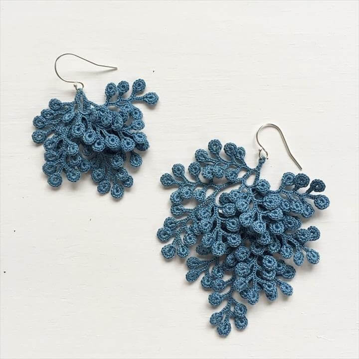 crochet tree earrings