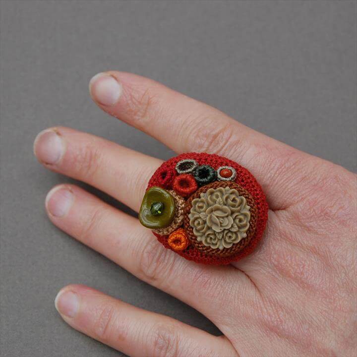 maroon color crochet ring for her collection