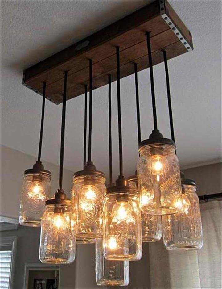 35 Mason Jar Lights Do It Yourself Ideas Diy To Make Fun Lighting Over Bar Or Tables In Restaurant Diy Mason Jar Chandelier