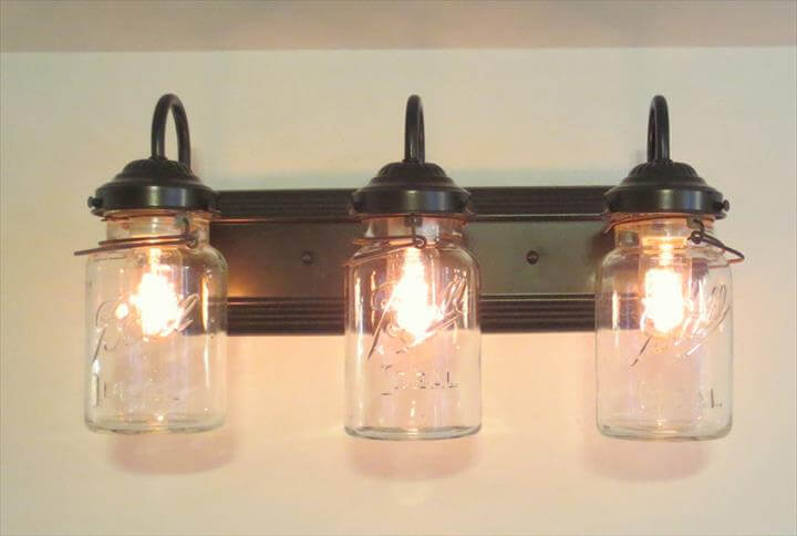 35 Mason Jar Lights Do It Yourself Ideas Diy To Make Country Charm Bathroom With Adorable Lighting Fixtures Great Mason Jar Ideas Easy Uses For Jars