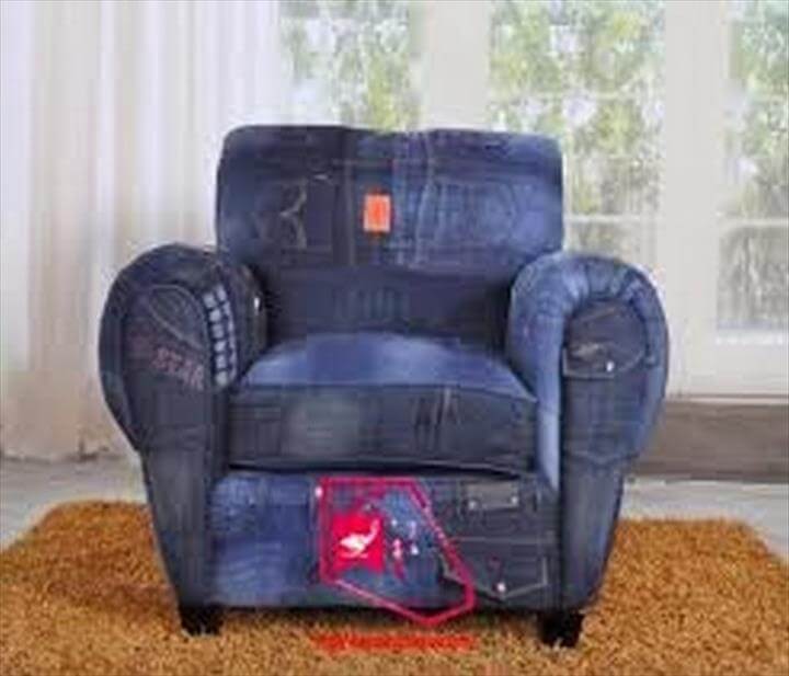 Recycled Old Jeans Sofa Cover
