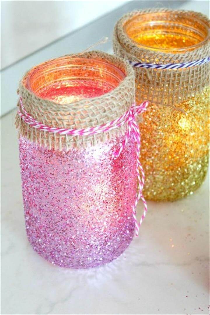 35 DIY Glitter Mason Jar Tutorial DIY to Make