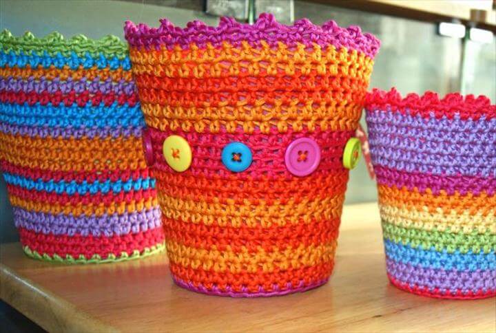 20 Free Crochet Flower Pot Patterns DIY to Make