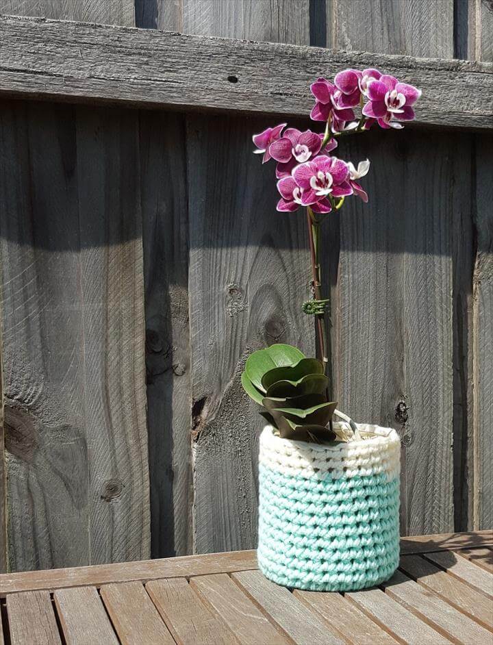 33 Easy Crochet Flower Pot & Plant Cover Ideas DIY to Make