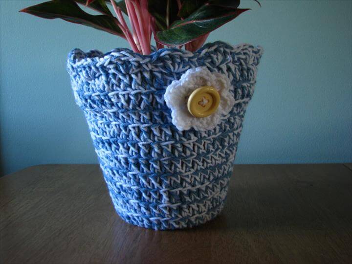 20 Free Crochet Flower Pot Patterns DIY to Make