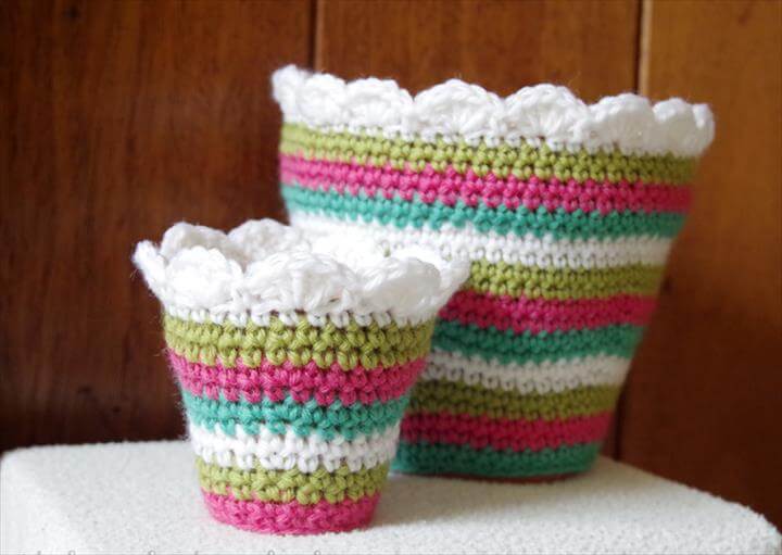 20 Free Crochet Flower Pot Patterns DIY to Make