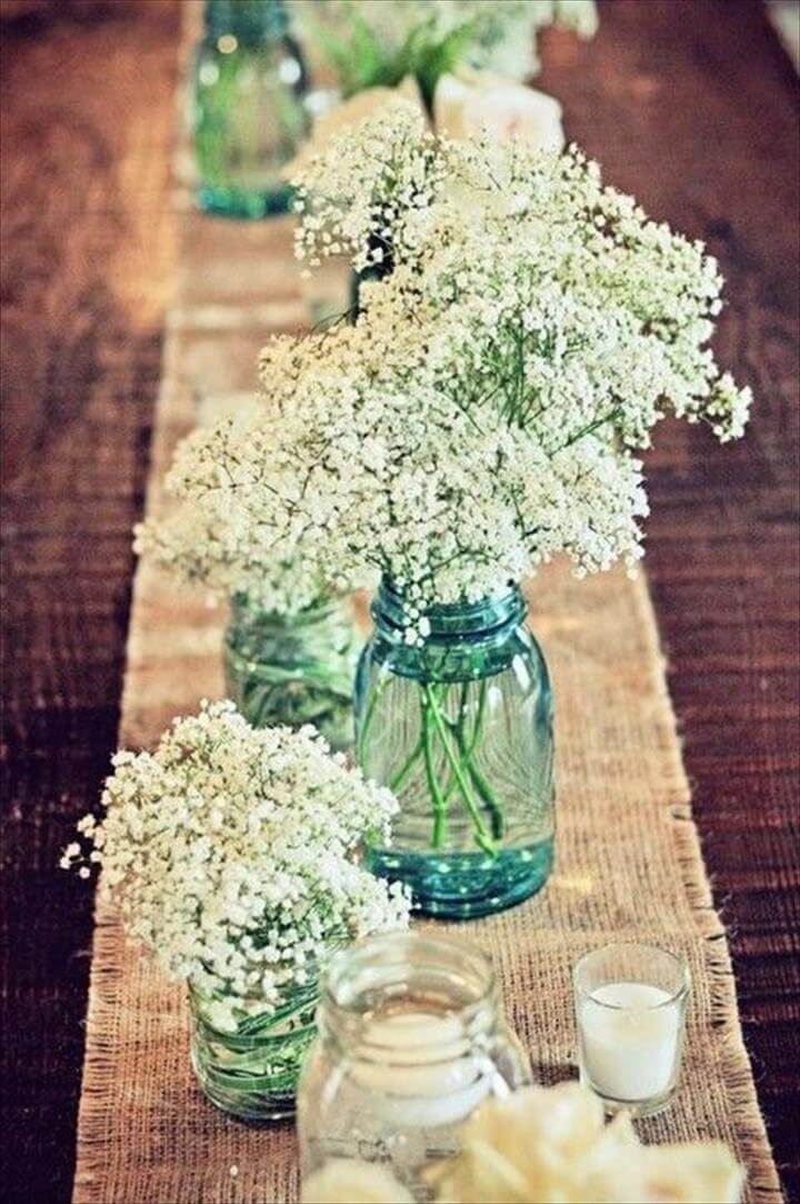Long Wedding Table Mason Jar Centerpiece Long Wedding Table Mason Jar Centerpiece