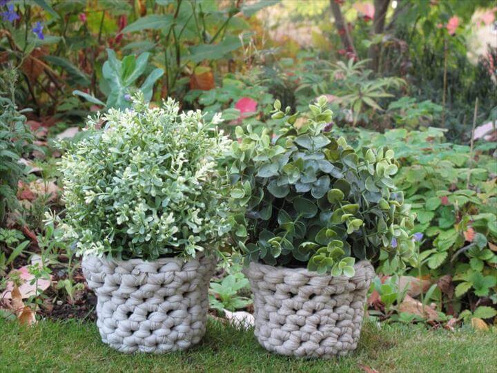 33 Easy Crochet Flower Pot & Plant Cover Ideas DIY to Make
