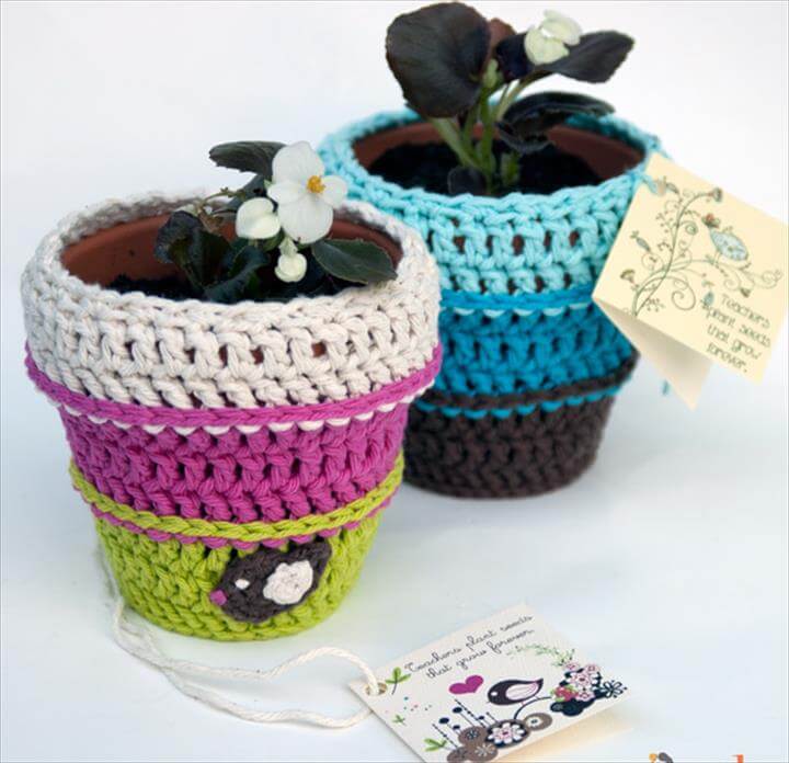 20 Free Crochet Flower Pot Patterns DIY to Make