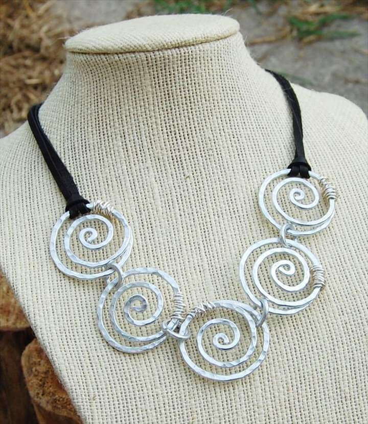 wire jewelry necklace aluminum diy tutorials wrap spiral link silver making earrings metal wrapped jewellery tutorial pendant necklaces wrapping hammered