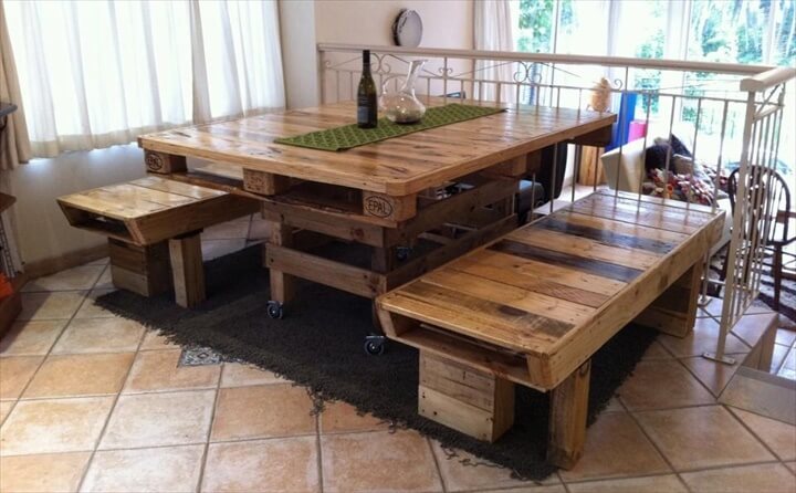 58 Diy Pallet Dining Tables Dining Table Out Of Pallets Wood