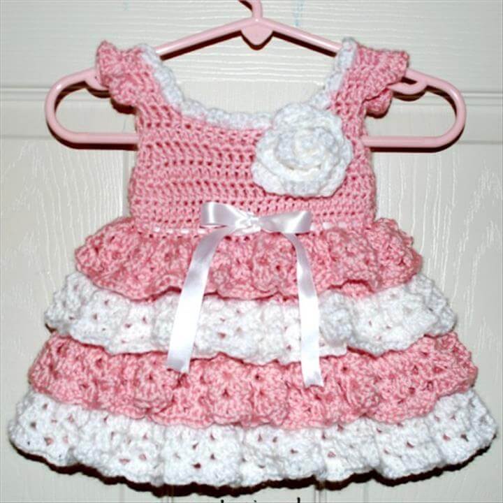 crochet ruffled baby dress pattern