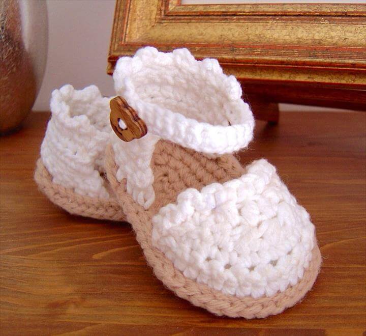 white crochet sandals