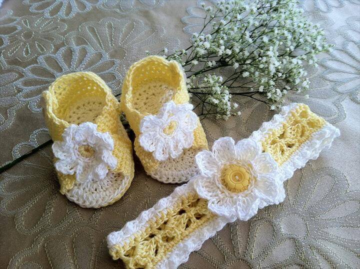 crochet baby flower sandals