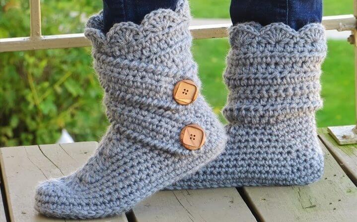 super easy crochet slippers