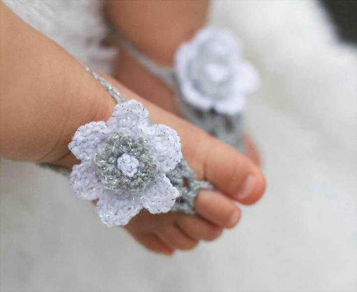 crochet barefoot sandals baby