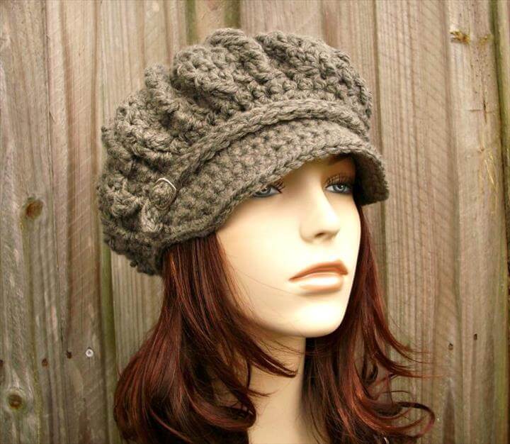 crochet baseball cap with brim pattern