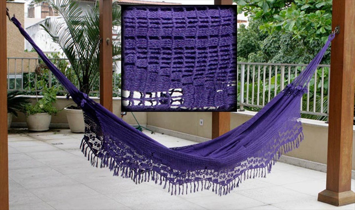 This blue and white hammock is sold by Amacando, an Italian company that also has an Etsy store.