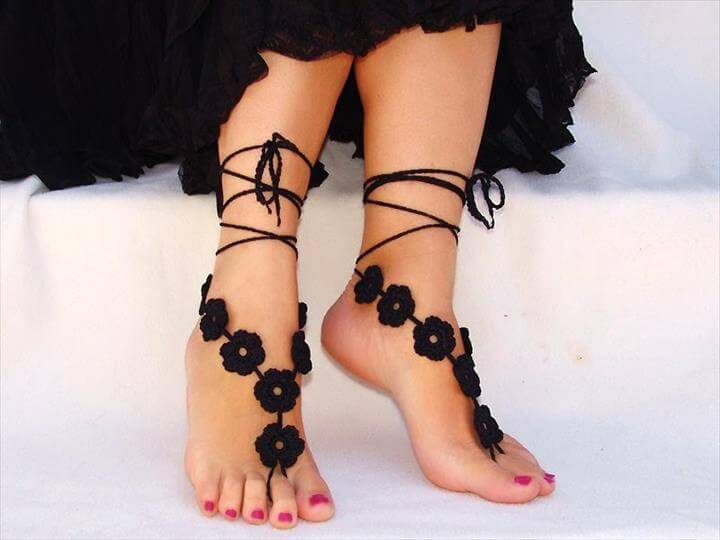 Barefoot, Crochet Barefoot Sandals and Barefoot Sandals Pattern