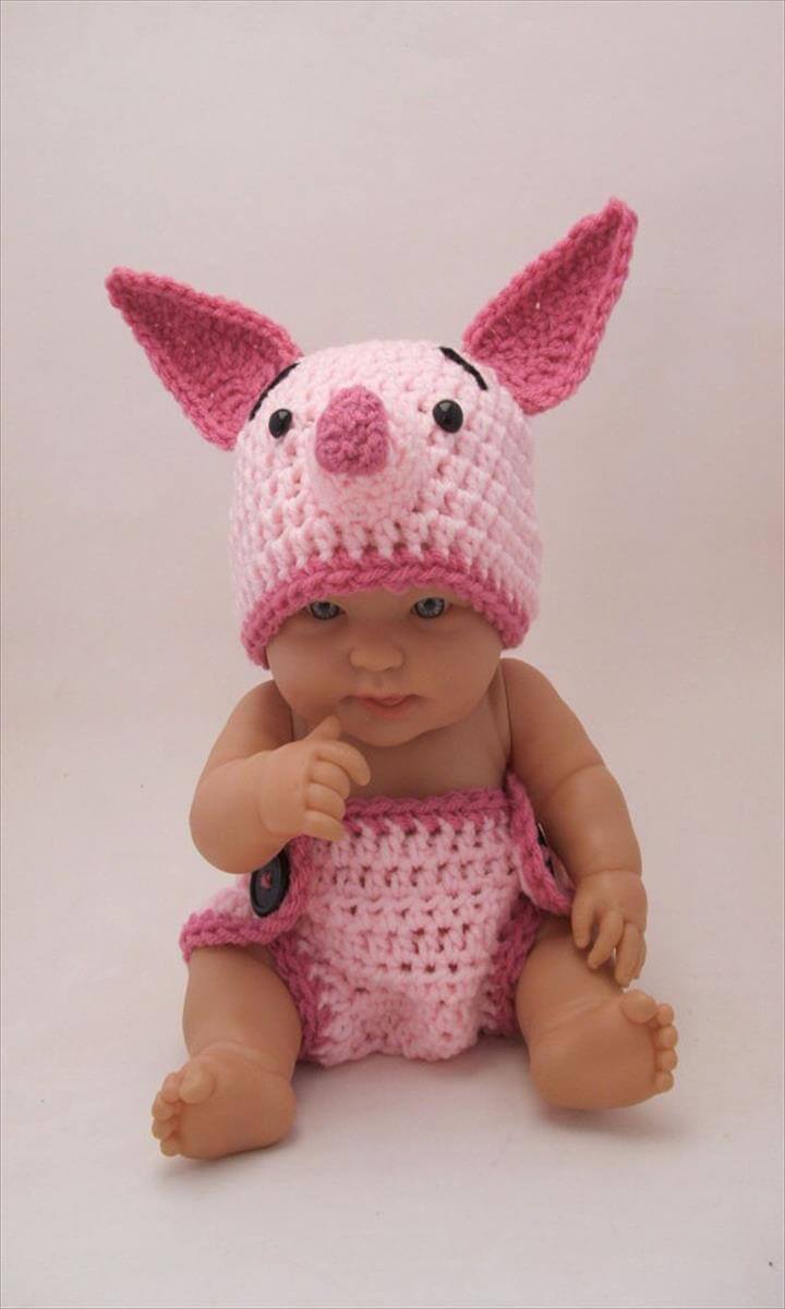 Pink Piglet Crocheted Baby Outfit