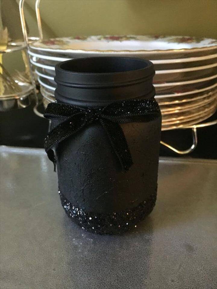 matte black and glitter mason jar