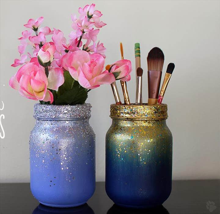 35 DIY Glitter Mason Jar Tutorial