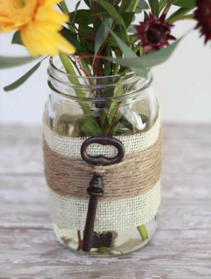 DIY Mason Jar Vases - Embellished Mason Jar Vase - Best Vase Projects and Ideas for