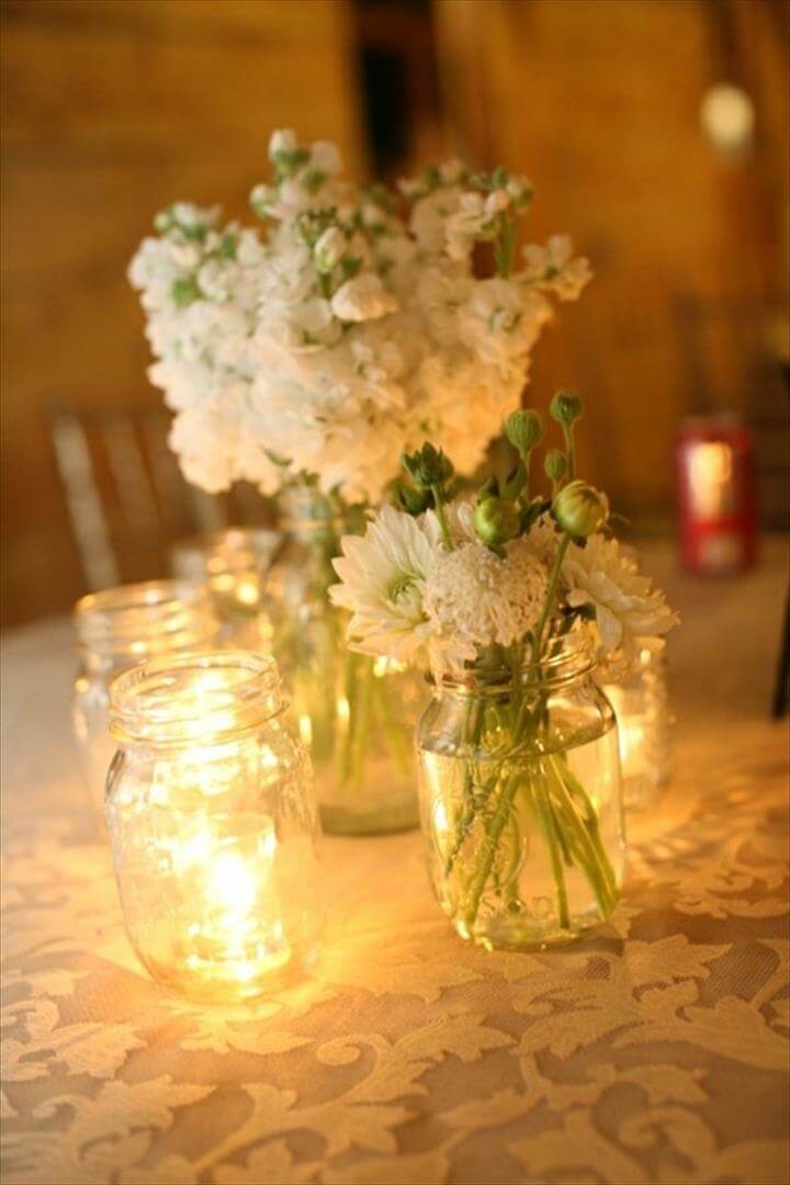 68 Best & Cheap Mason Jar Centerpiece Ideas | DIY to Make