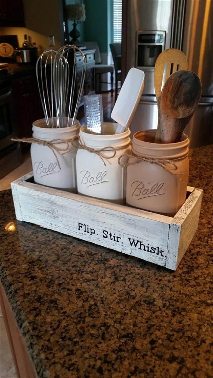 Mason Jar Küchendekoration - Mason Jar Mittelstück - Rustikale Küchendekoration - Neutrale Rustikale Mason