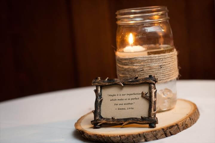 mason jar tea light rustic centerpiece