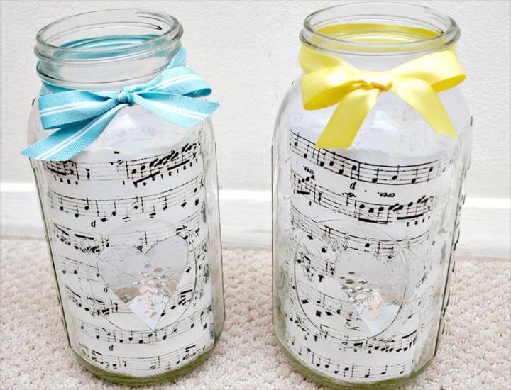 Sheet Music and Mason Jar Centerpieces