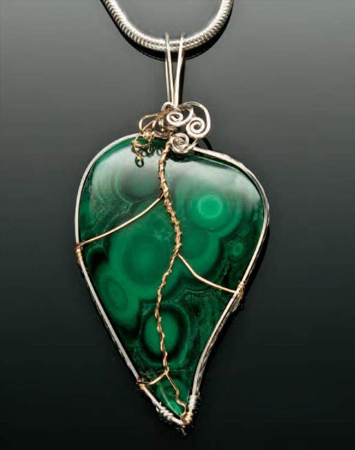 27 Free Wire Wrap Jewelry Tutorials Stone Leaf And Wire Pendant