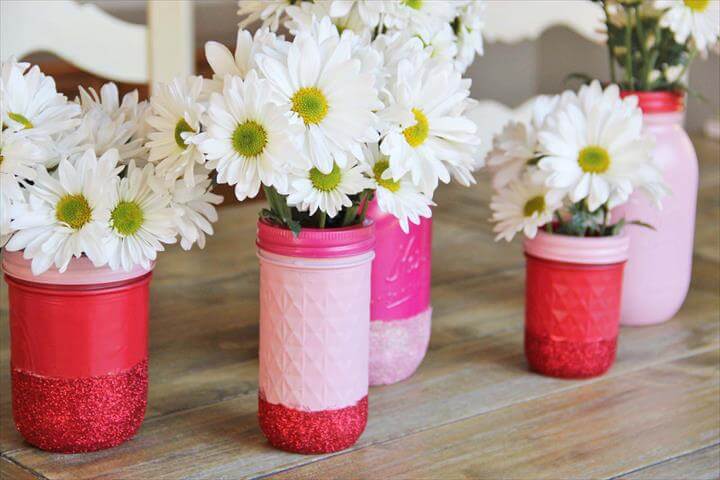 Valentines Day Mason Jar Centerpieces