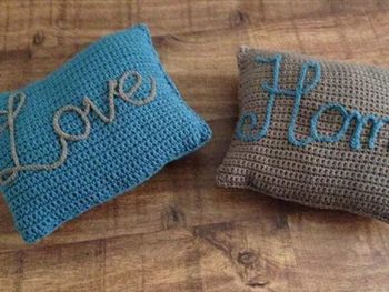 Love Home Crochet Pillow