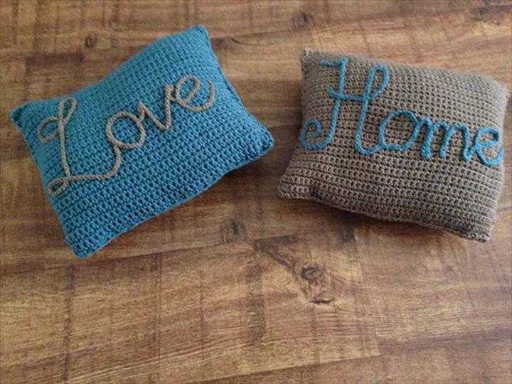 Love Home Crochet Pillow