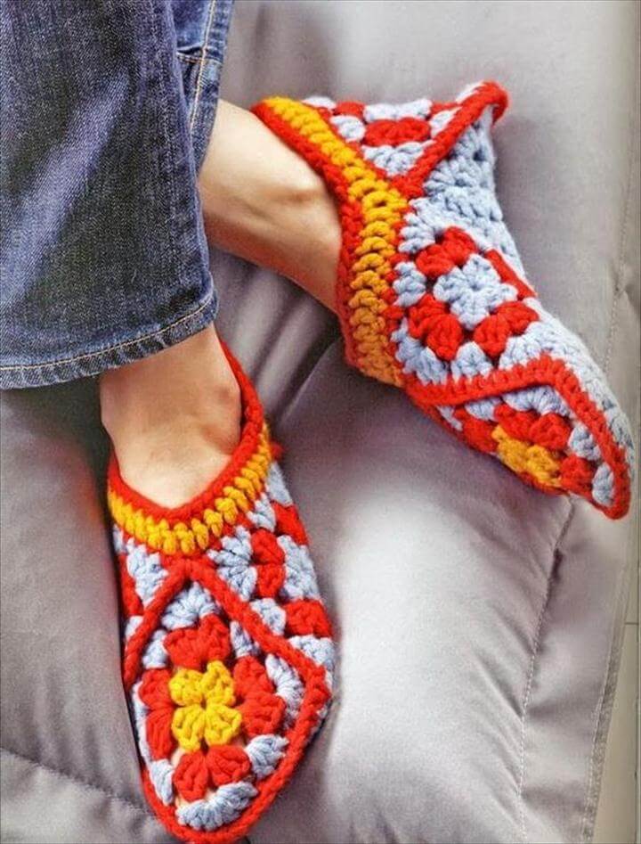gehaakte granny square booties