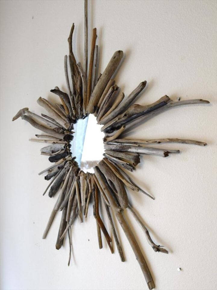 DIY Home Decor, Wall Hanging, DIY Miroor, DIY Driftwood Starburst Mirror : DIY Wood Crafts Recycle