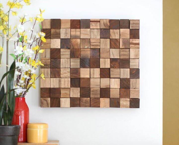 Create this wooden mosaic wall art