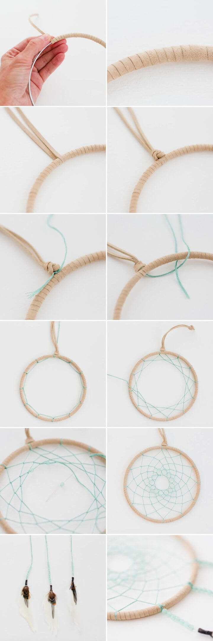Ribbon Wrapped Hoop and Embroidery Floss Dream Catcher Tutorial
