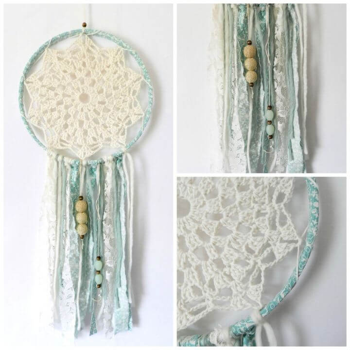 Ribbon and crocheted lace dream catcher