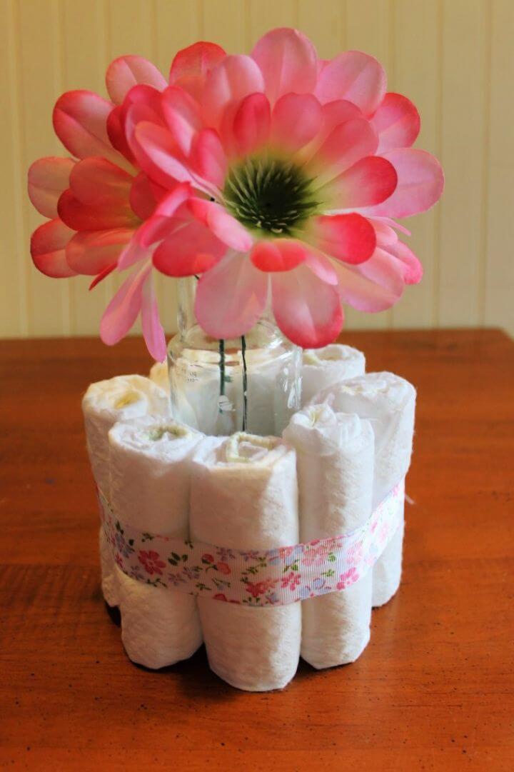 DIY Baby Shower Centerpieces Using Diapers