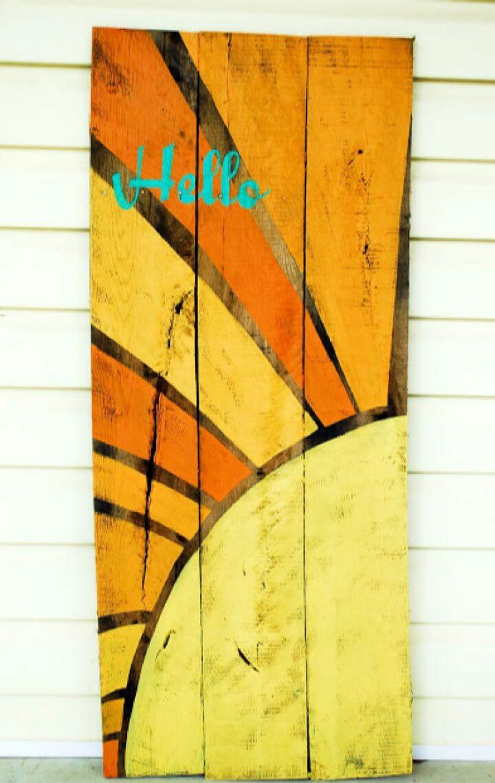 DIY “Hello” Sunshine Painted Wood Sign
