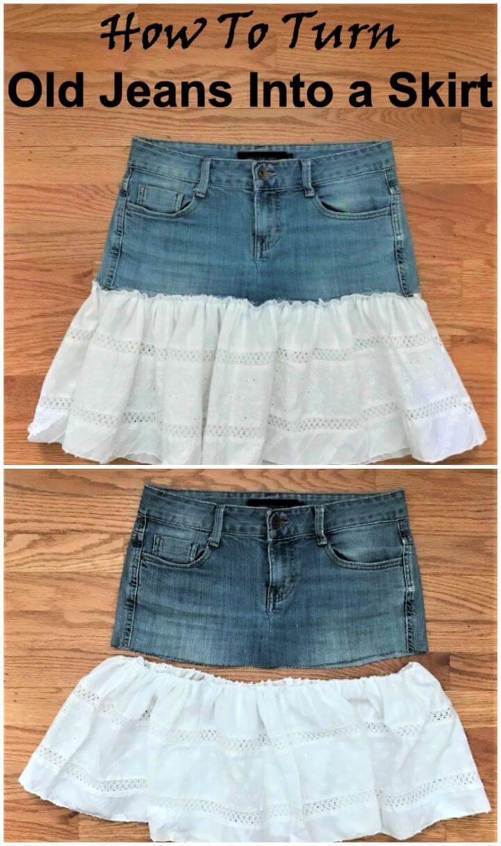 How To Turn Old Jeans Into A Skirt