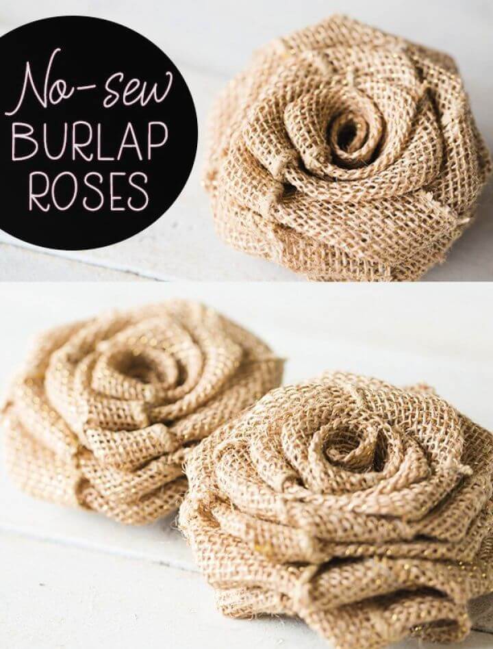 No Sew DIY Burlap Roses