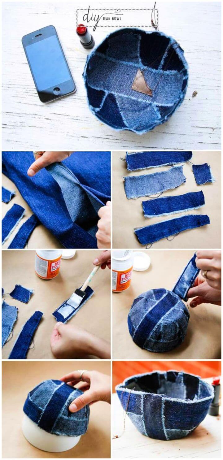 Recycle Old Jeans Into A Patchwork Jean Bowl